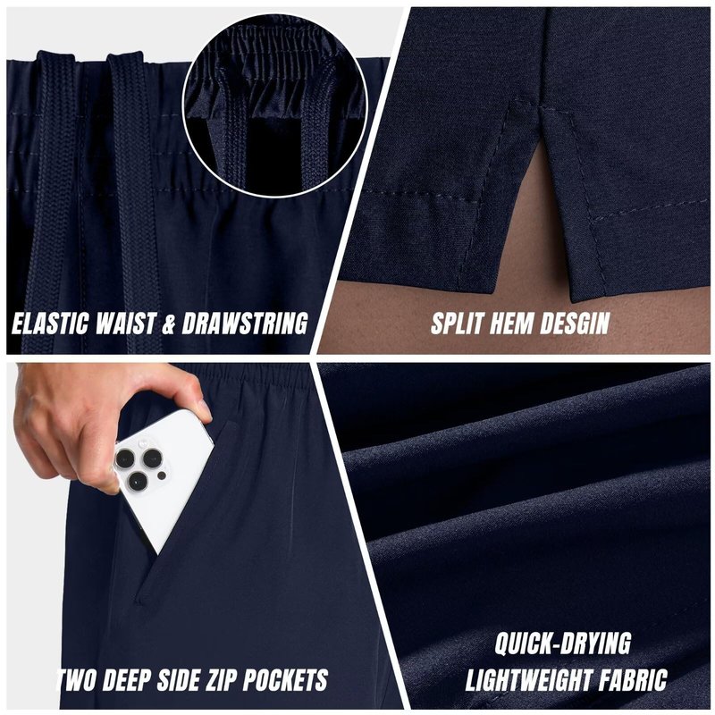 FIONECA 3 Pack Men's Athletic Running Shorts 5 Inch,Quick Dry Gym Workout Shorts with Zip Pockets