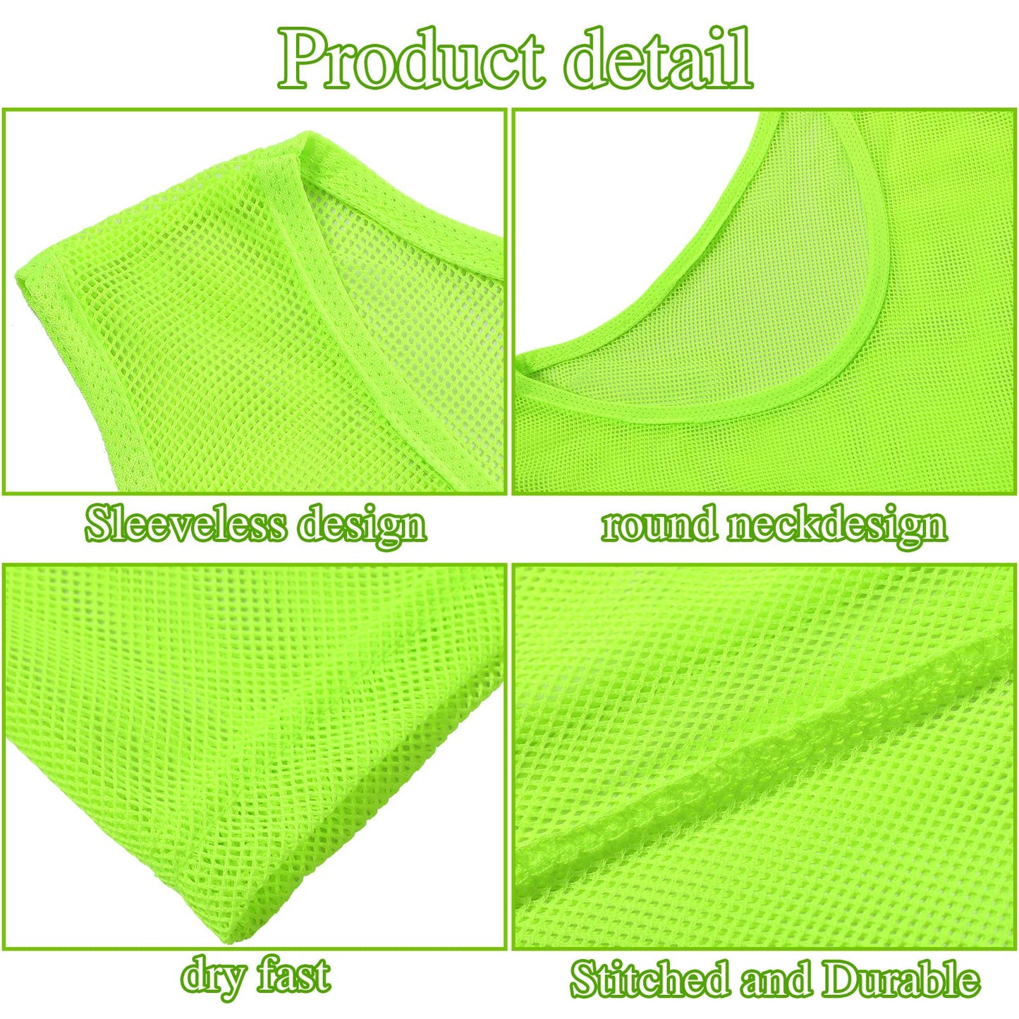Sintege 12 Pcs Soccer Pinnies Pennies Jersey Scrimmage Vest Sports Practice Jersey Mesh Basketball Vest for Youth Adult Kids (Small,Green)