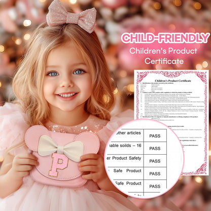 mibasies Toddler Purse Girl Gifts: Birthday Gifts for Girls 3-8 - Little Kids Gifts Mini Mouse Ears Bow Purse (Pink P)