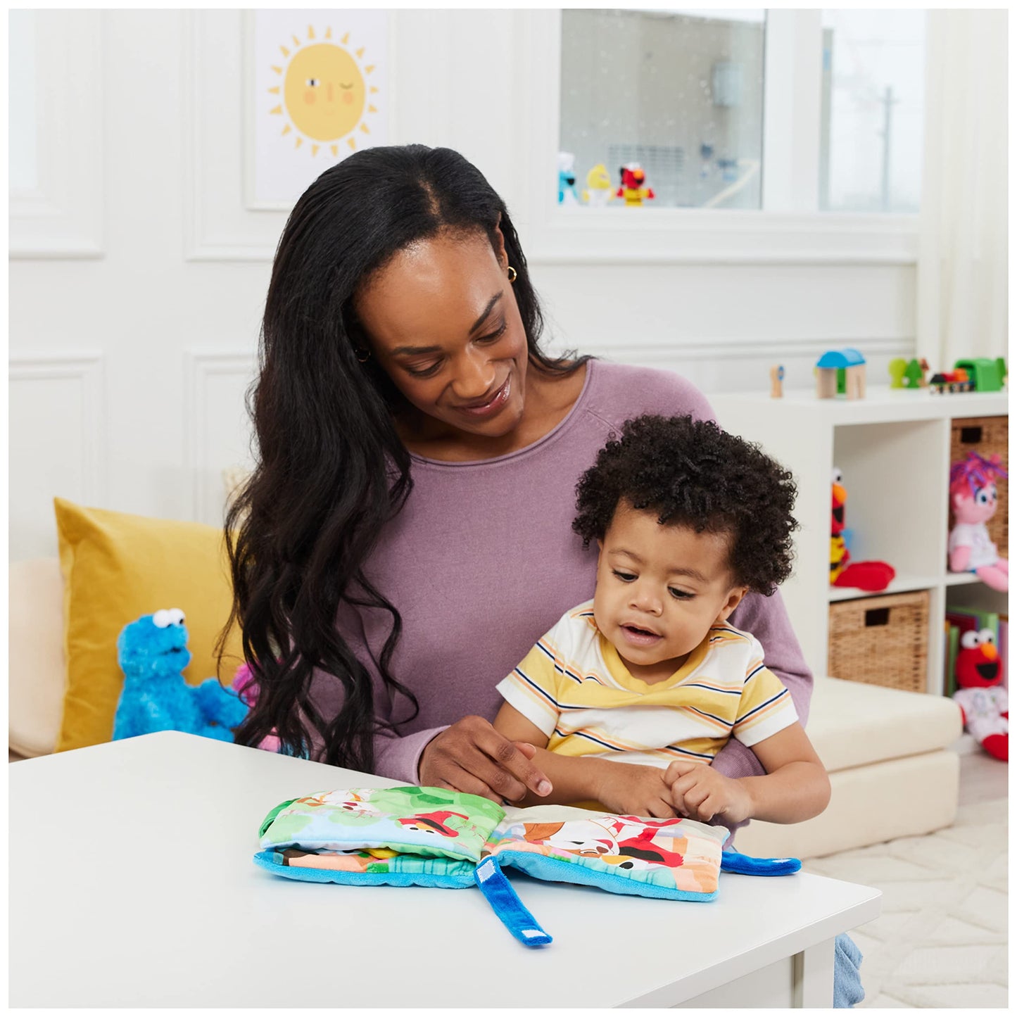 GUND Sesame Street Furry Friends Forever Soft Book, Premium Plush Sensory Toy for Ages 1 and Up, Blue, 6”