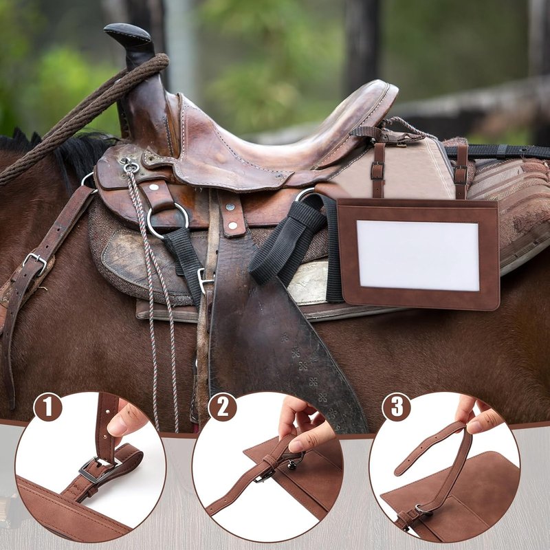 Horse Performance Number Holder - Leather Exhibitor Clip for Saddle | 2 Pcs for Shows & Events