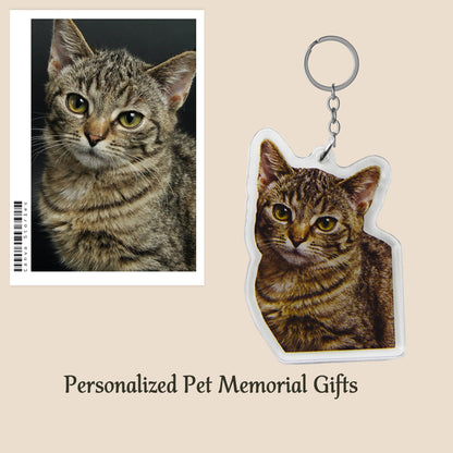 Eletizy Personalized Photo Dog Cat Acrylic Keychain Custom Keyring Backpack Pendant Gift (2inches)