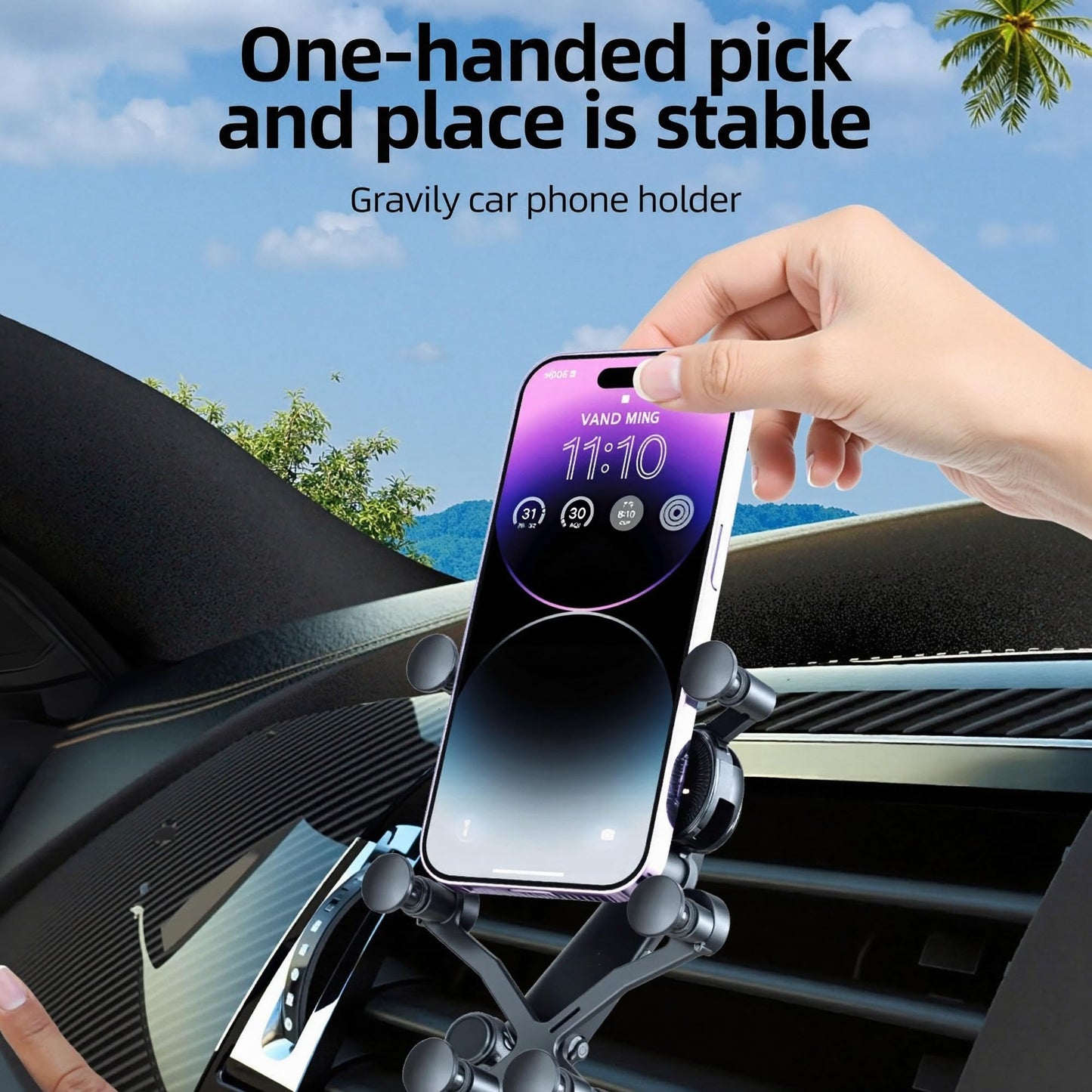 Car Phone Holder with 6-Point Extension Arm – Long Reach Adjustable Car Mount for Dashboard or Windshield, Ideal Phone Holder for Trucks, SUVs, and Sedans