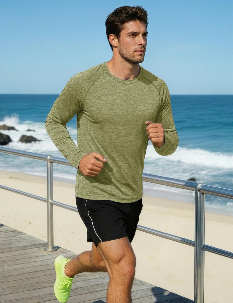 MAGCOMSEN Men's Sun Protection Shirts UV SPF UPF 50+ Long Sleeve Tee Shirts Summer Quick Dry Fishing Hiking Running Workout Green, L