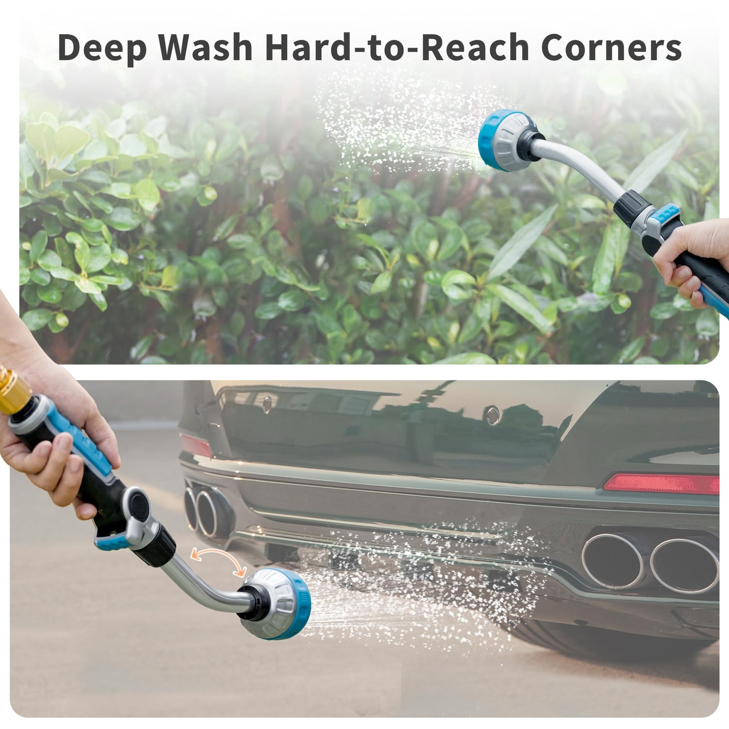 Diivoo Watering Wand Heavy Duty, Metal Garden Hose Wand with 8 Spray Patterns, 14 Inch Long Hose Nozzle Sprayer with Thumb Flow Control & 145°Spray Angle, Ideal for Plants,Flowers,Car
