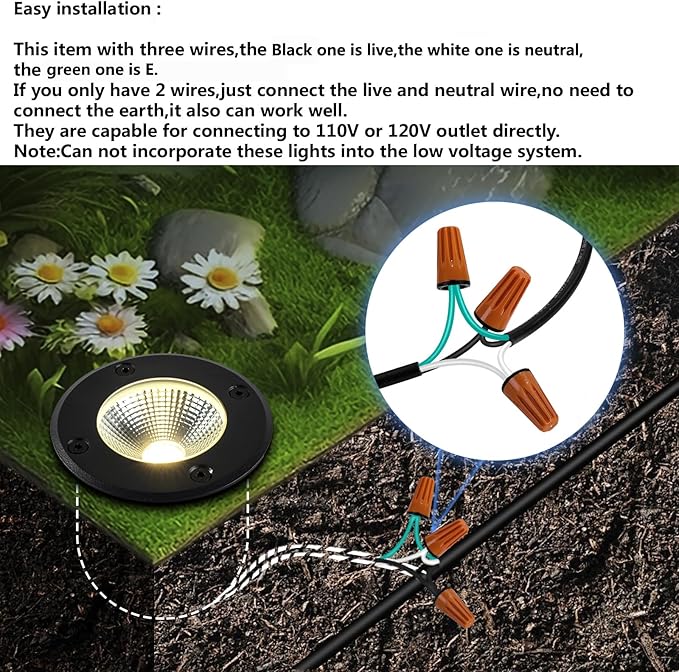Outdoor In Ground Lights 110V 120V,IP65 Waterproof Well Light,7W 700lm,CCT Selectable LED Landscape Lighting Wired for Garden Yard,Pathway,Driveway,Deck,Pack of 8