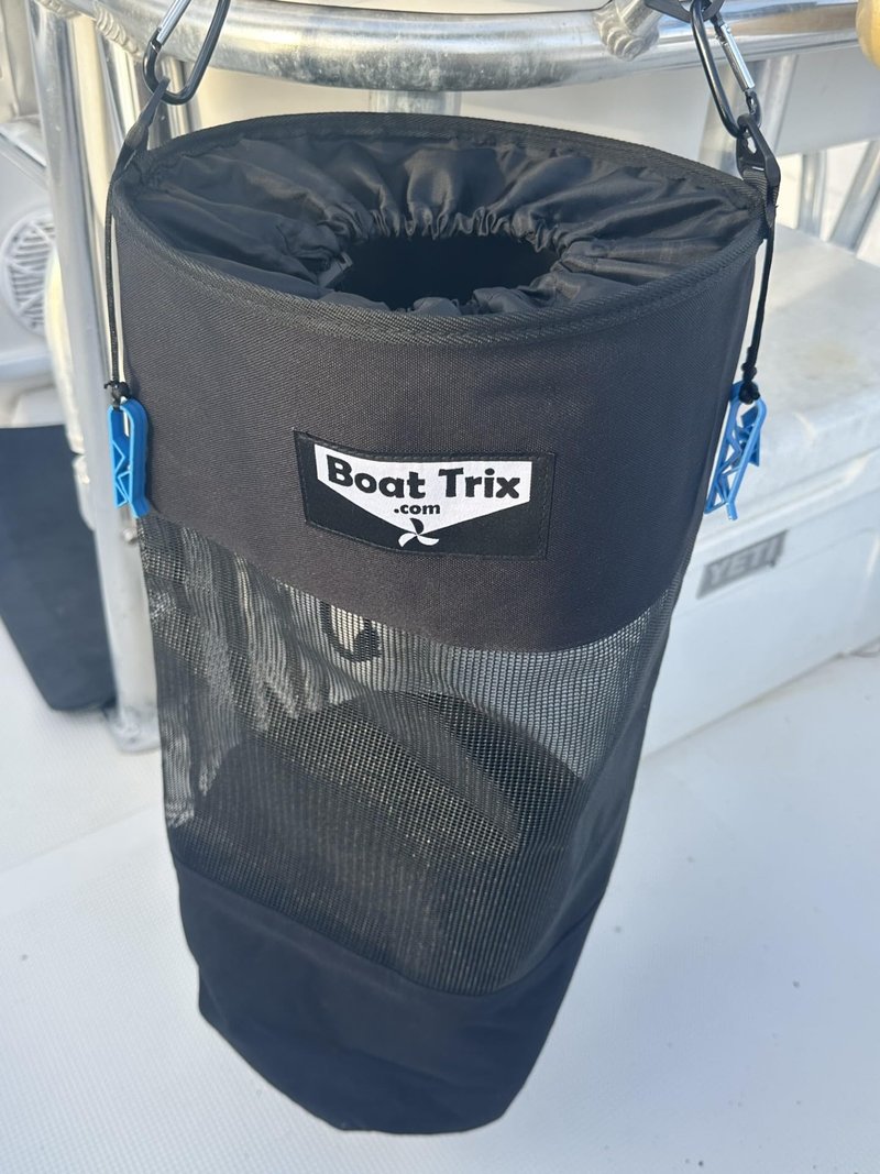 Boat Trash Bag - Large Versatile Hoop Mesh Garbage Bag designed for Use with/or without a bag liner