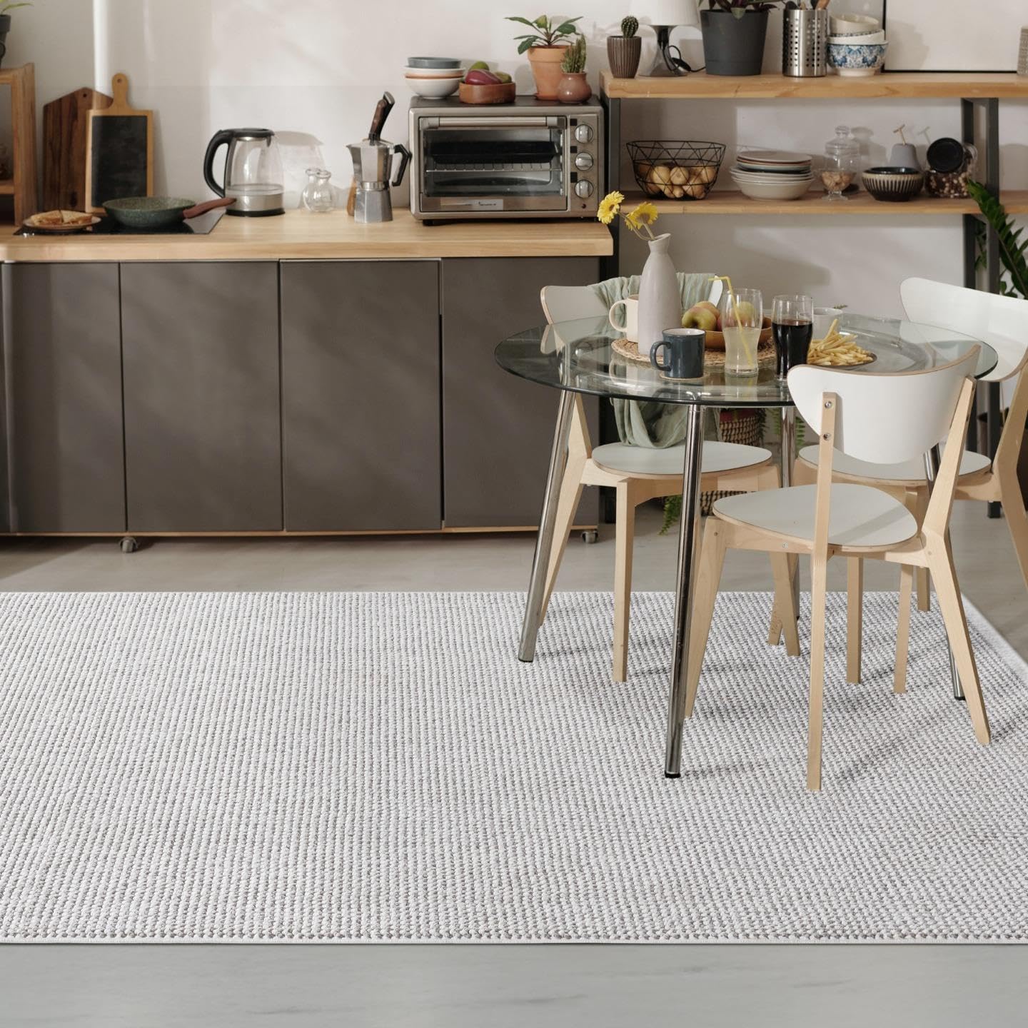 LUXE WEAVERS Solid Machine Woven Stone 4x6 Area Rug, Indoor Stain-Resistant Carpet