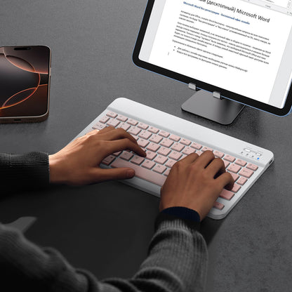 OMOTON Bluetooth Keyboard, Backlight Wireless Rechargeable Keyboard for iPad, iPad Pro, iPad mini, iPad Air with Illuminated LED (White)