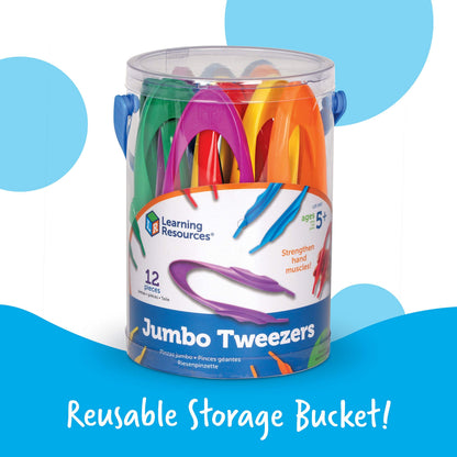 Learning Resources Jumbo Tweezers, Sorting & Counting, Preschool Science, Homeschool, Toddler Fine Motor Skill Development, Tuff Tray Accessories, Set of 12