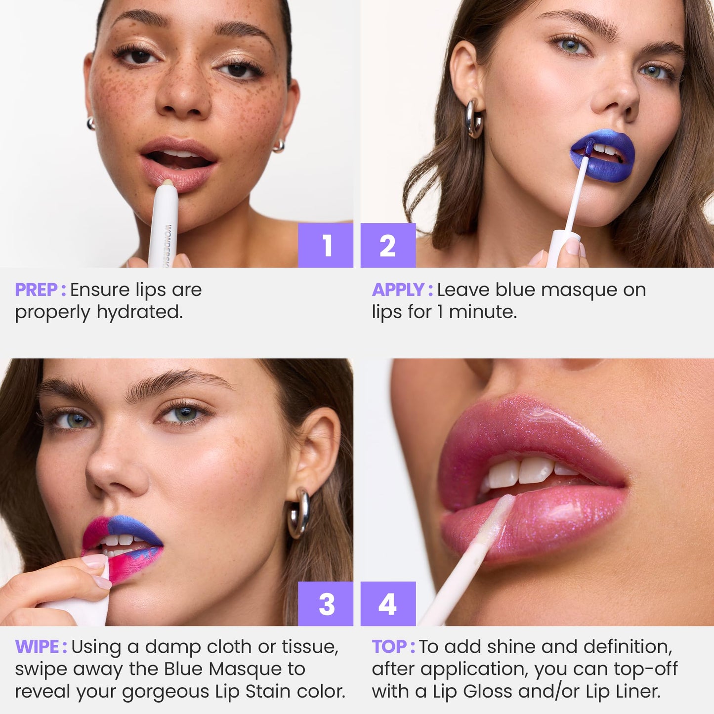 Wonderskin Wonder Blading All Day Lip Stain Peel Off Masque - Long Lasting, Waterproof and Transfer Proof Nude Lip Tint, Matte Finish Peel Off Makeup (Whimsical Masque)