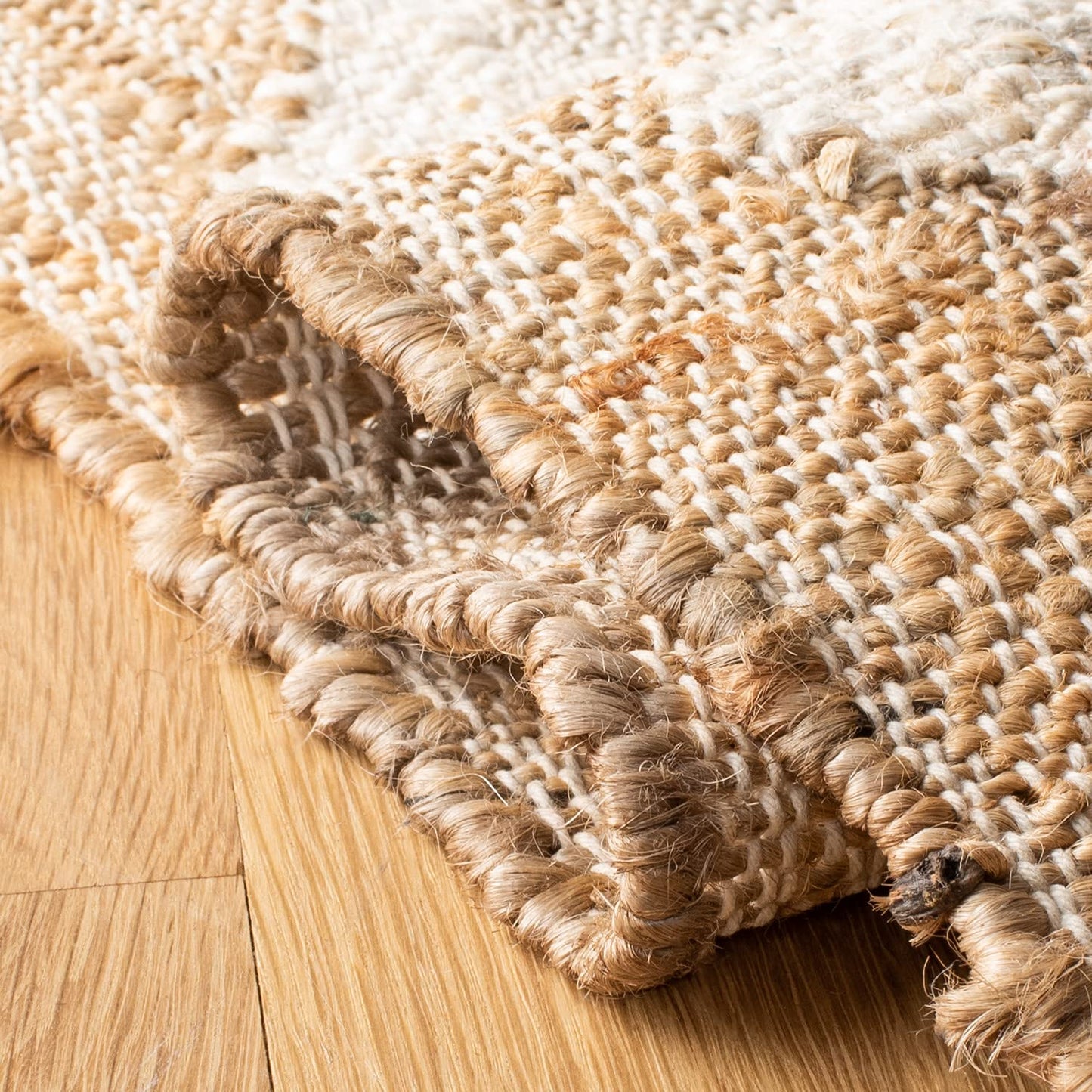 SAFAVIEH Kilim Collection Area Rug - 5' x 8', Blue & Ivory, Handmade Flat Weave Jute, Ideal for High Traffic Areas in Living Room, Bedroom (KLM756M)