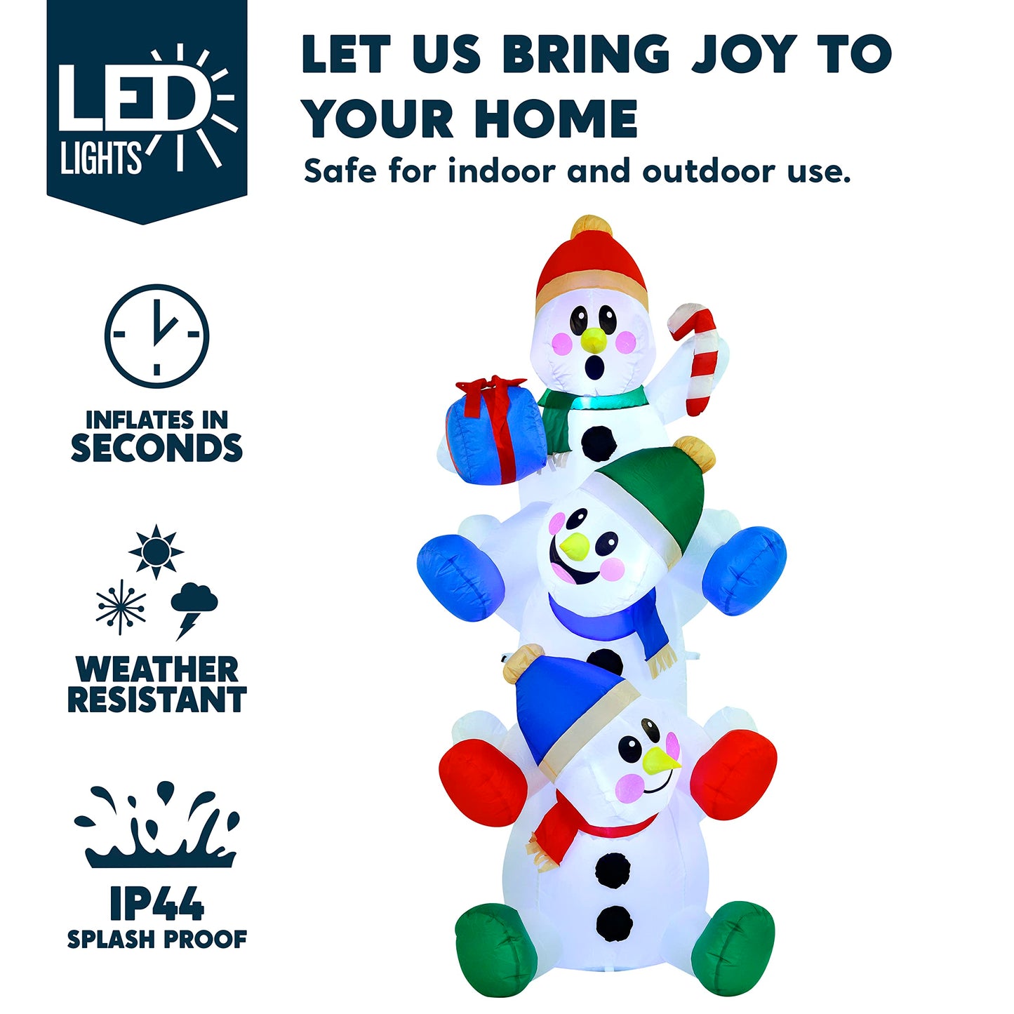 Joiedomi 6 FT Christmas Inflatable Decoration Stacked Snowman with Build-in LEDs Blow Up Inflatables for Xmas Party, Home Indoor Outdoor Christmas Décor Yard Garden Lawn Winter Holiday Supplies Décor