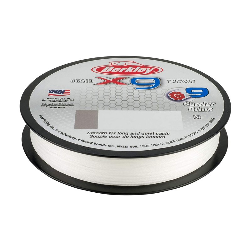 Berkley x9 Braid Superline, Crystal, 40lb test | 59 lbC | 27.0kg, 328yd | 300m Fishing Line, Suitable for Freshwater and Saltwater Environments