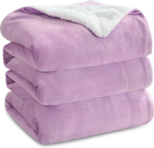 Bedsure GentleSoft Sherpa Fleece Blankets King Size for Bed - Thick and Warm Throw for Girls, Soft Fuzzy Plush King Blanket for Winter, Lilac, 108x90 Inches