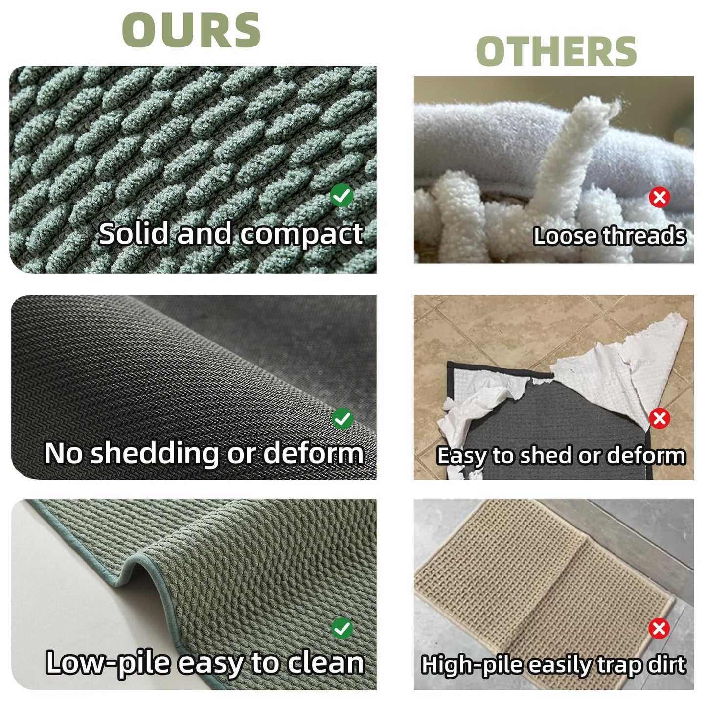 TYUU Bathroom Rugs Non Slip Washable, Super Absorbent Thin Bath Mat Small Quick Dry Low Pile Bathroom Rug, Sage Green 16"x24"