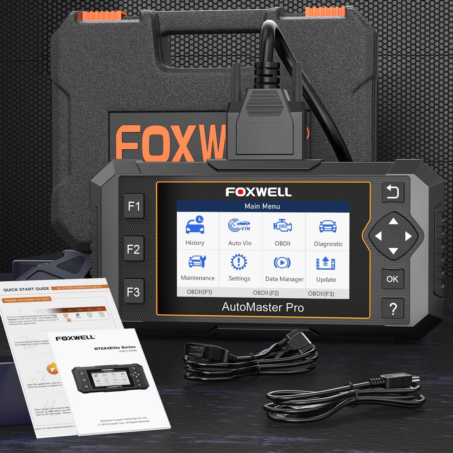 FOXWELL NT614 Elite OBD2 Scanner for ABS SRS Engine Transmission, 5 Reset Functions (ABS Bleeding, Oil, EPB, SAS, Throttle) Code Reader, Battery Voltage Test, WiFi Update Scan Tool, NT604 Upgrade
