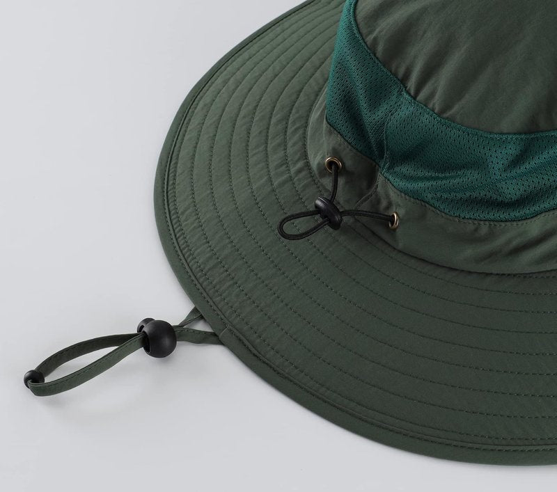 Outdoor UPF50+ Mesh Sun Hat - Wide Brim Fishing Hat with Neck Flap for Men & Women