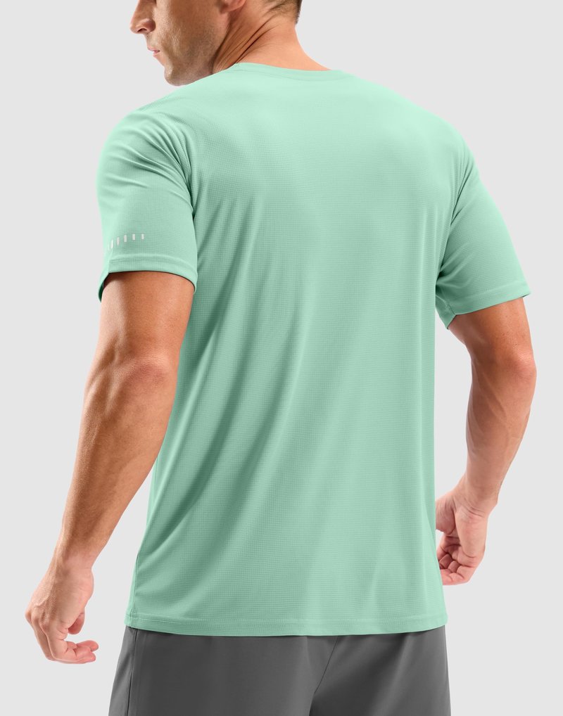 Men's Workout Breathable T-Shirts Dry Fit UPF 50+ Sun Shirts Quick Dry Cooling Tee for Athletic, Running, Hiking (Light Pea Green, 3XL)
