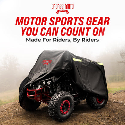 Badass Moto ATV Covers Waterproof Outdoor Heavy Duty - Rip-Resistant ATV Cover with Easy Access Zipper - Durable and Versatile Four Wheeler Accessories for Quad and Powersport Vehicles, Small (75")