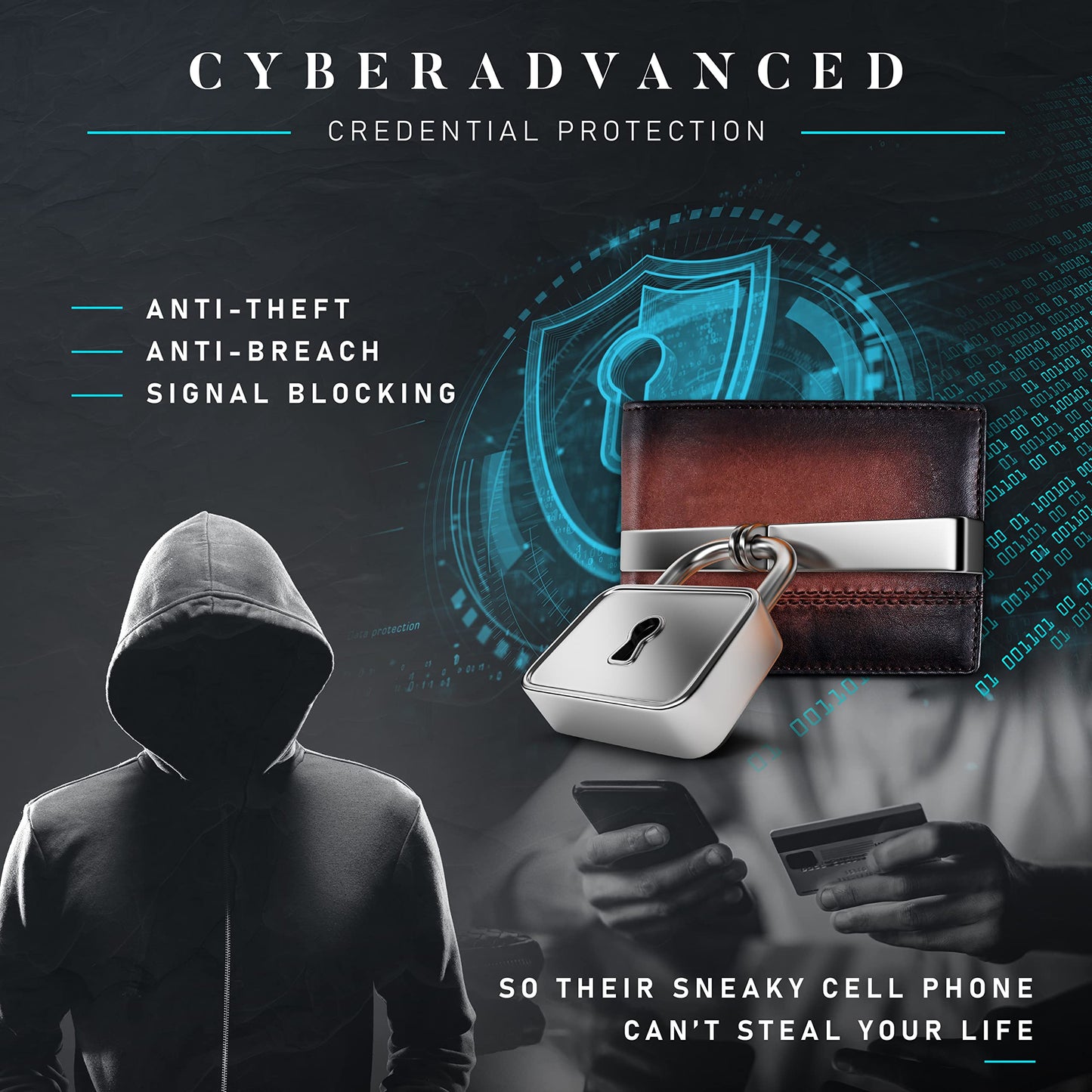 BULL GUARD Rfid Leather Wallet | The Respected Gentlemans Bifold Slim for Men | Travel Secure RFID Blocking | Mens Full Grain Leather Wallet with Removable ID Credit Card Holder