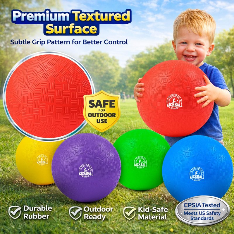 12 Inch Kickball Playground Balls, Durable Dodgeballs for Kids & Adults, Outdoor & Indoor Games with Pump, Bouncy Balls for School, Birthday Gift for Boys and Girls (1 Red Ball)