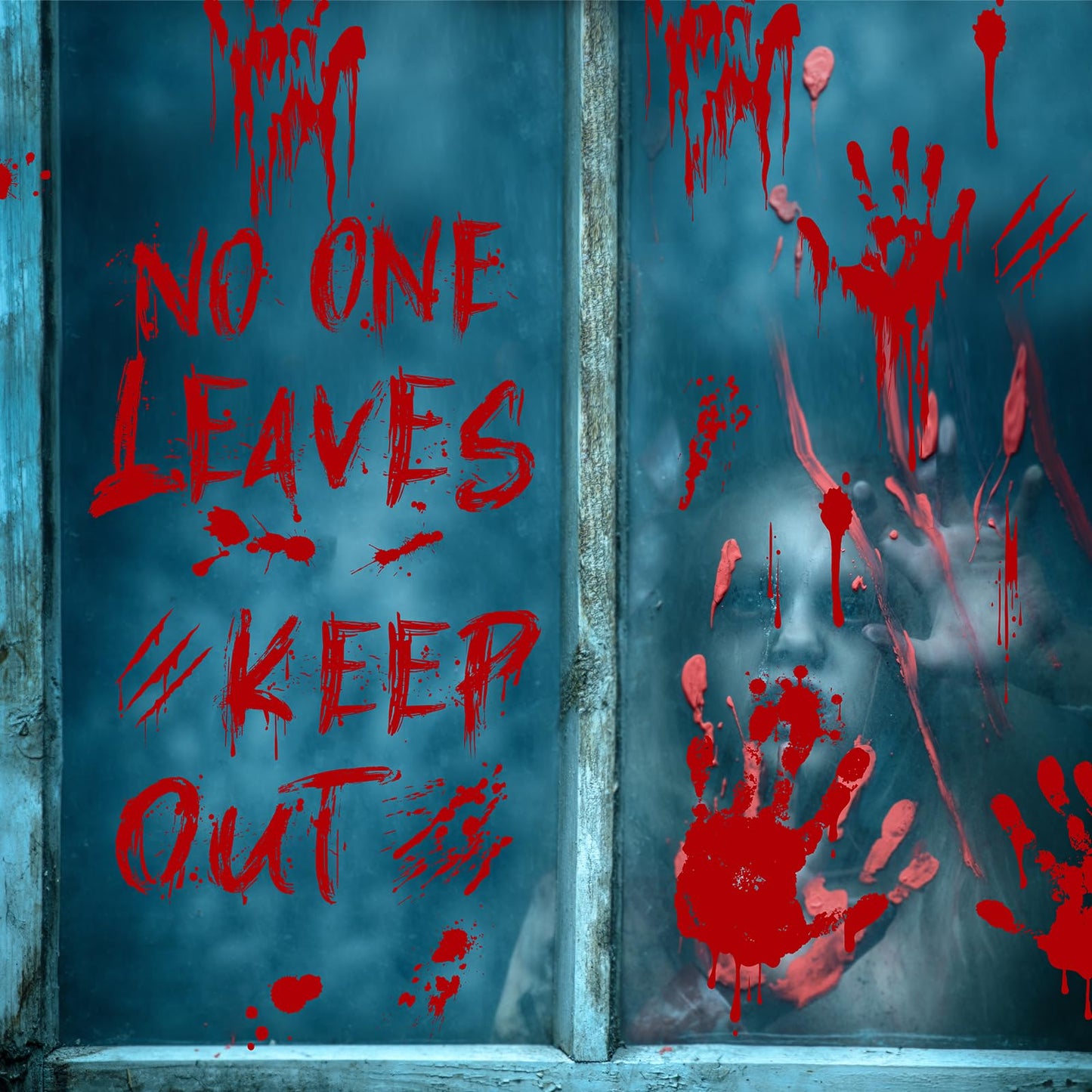 Halloween Bloody-Handprint-Footprints Floor Stickers, Scary Halloween Party Indoor/Outdoor Decoration, for Windows Clings, Car - 12 Sheets