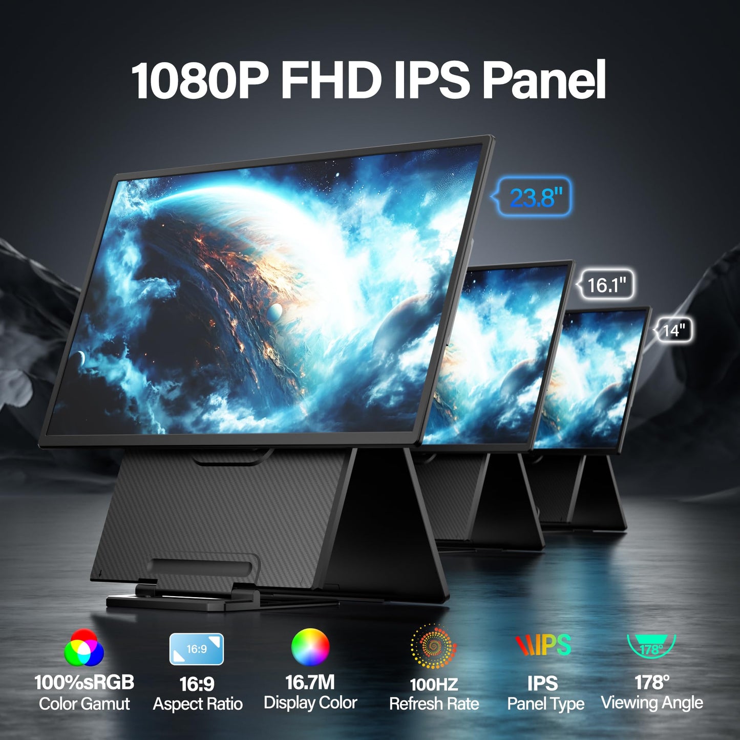 Laptop Screen Extender 0.17" Ultra-Thin, 14.2" FHD 1080P IPS Portable Monitor for Laptop, Dual Screen Travel Monitor Extender Suitable for 13"-17.3" Plug & Play for Windows/Mac/Android/Switch/PS-5