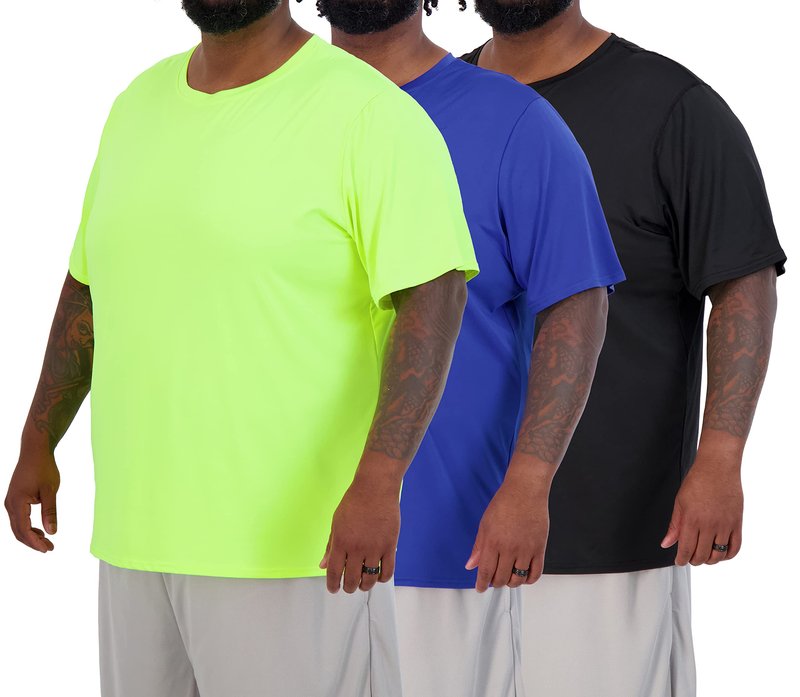 Real Essentials 3 Pack: Men’s Big & Tall Short Sleeve Dry Fit Crew Neck T-Shirt - Gym Workout Athletic Running Tee, Set 7, 5X, Pack of 3