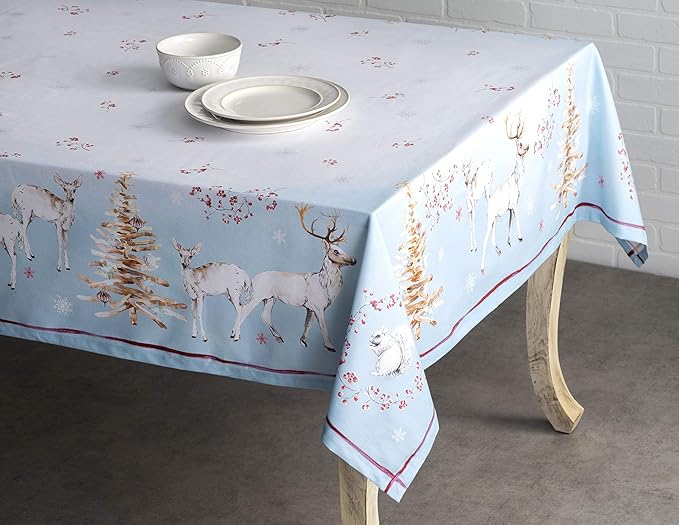 Maison d' Hermine Table Cloth Rectangle Table 100% Cotton 60 x 120 Inches Fall Tablecloth Reusable Everyday Use for Thanksgiving Christmas Decorations Dining Farmhouse Party (Fairy Tale Forest)