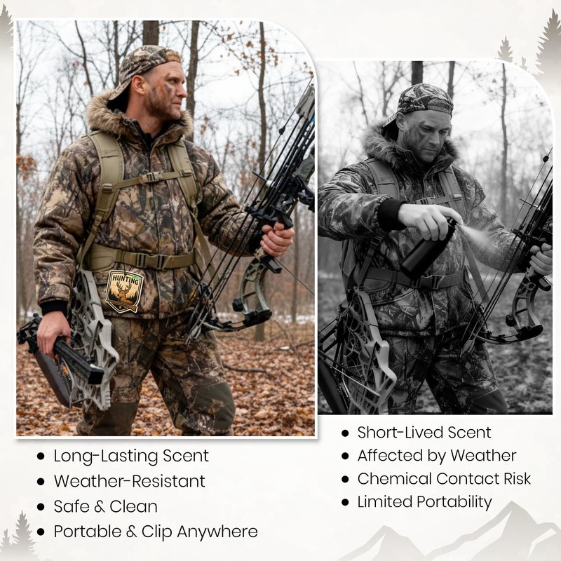 HappyAlley 6 Pack Cover Scent for Deer Hunting, Human Scent Eliminating, Deer Hunting Essentials, Long-Lasting Fresh Aroma, Odor Control Blocker with 3 Safety Pins & 1 Elastic Cord