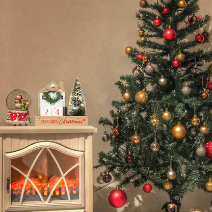 Christmas Tree Countdown Block LED Lighted 99 Days Until Christmas Wreath Calendar Tabletop with Timer Number Date Rustic Wooden Home Decor Holiday Xmas Ornament Desk Decoration Gift