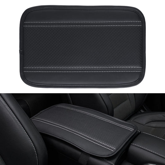 Amiss Car Center Console Pad, Universal Waterproof Car Armrest Seat Box Cover, PU Leather Auto Armrest Cover Protector，Vehicle Interior Accessories fits SUV/Truck/Car (Black-Silvery)