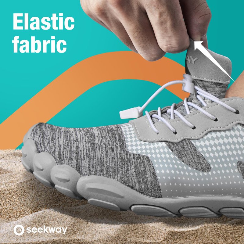 SEEKWAY Water Shoes Quick-Dry Barefoot Sports Aqua Beach Pool Swimming River Lake Hiking Kayaking Surfing Men Women AB056 Gray White SP001