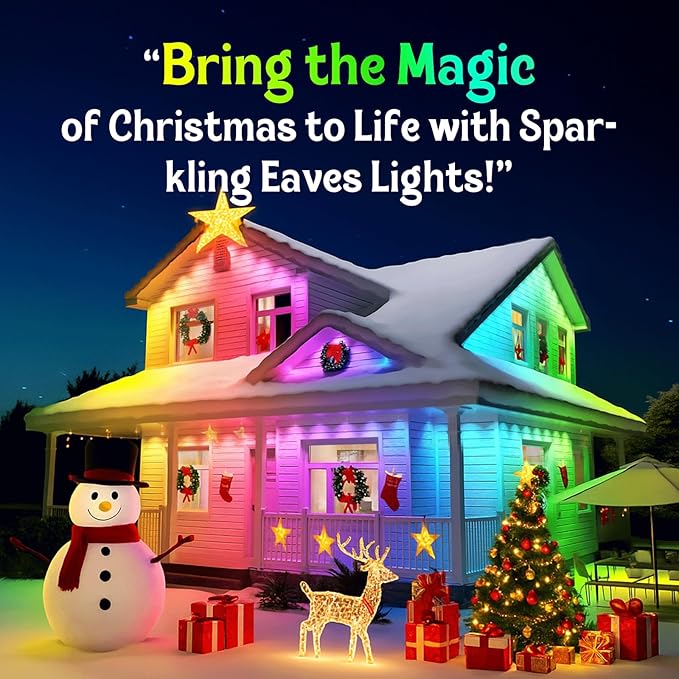 ISOPHO Permanent Outdoor Lights, RGB Smart String Light with 75 Scene Modes, Eaves LED Lights 50ft, Waterproof IP67, Suitable for All Holidays, Parties, Halloween, Christmas, App and Remote Control