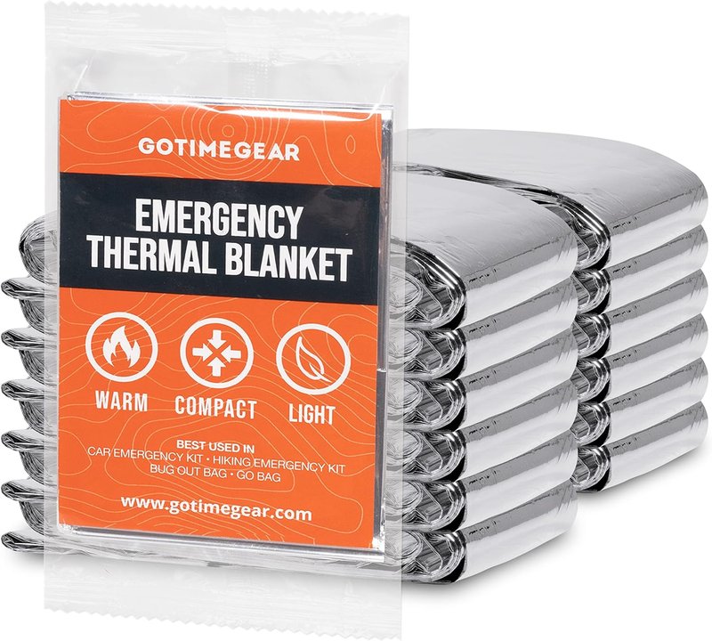 Emergency Survival Blankets - Mylar Thermal Blankets for Home, Camping & Hiking | 12 Pack, Compact & Lightweight