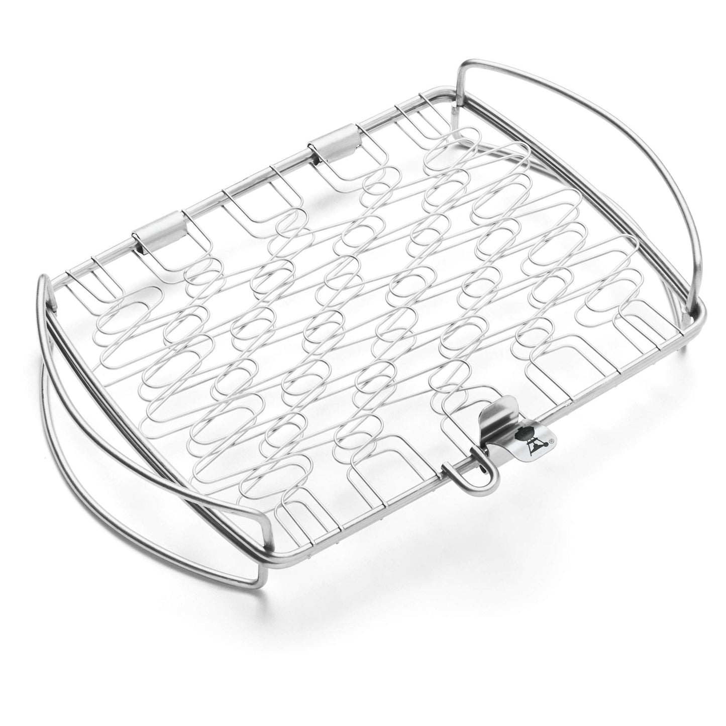 Weber Fish & Vegetable Holder/Basket - Small (28 x 20cm), Made of Stainless Steel, Ideal for BBQ/Grilling Delicate Food, Easy Turning on The Grill, Dishwasher Safe - Silver (6470)