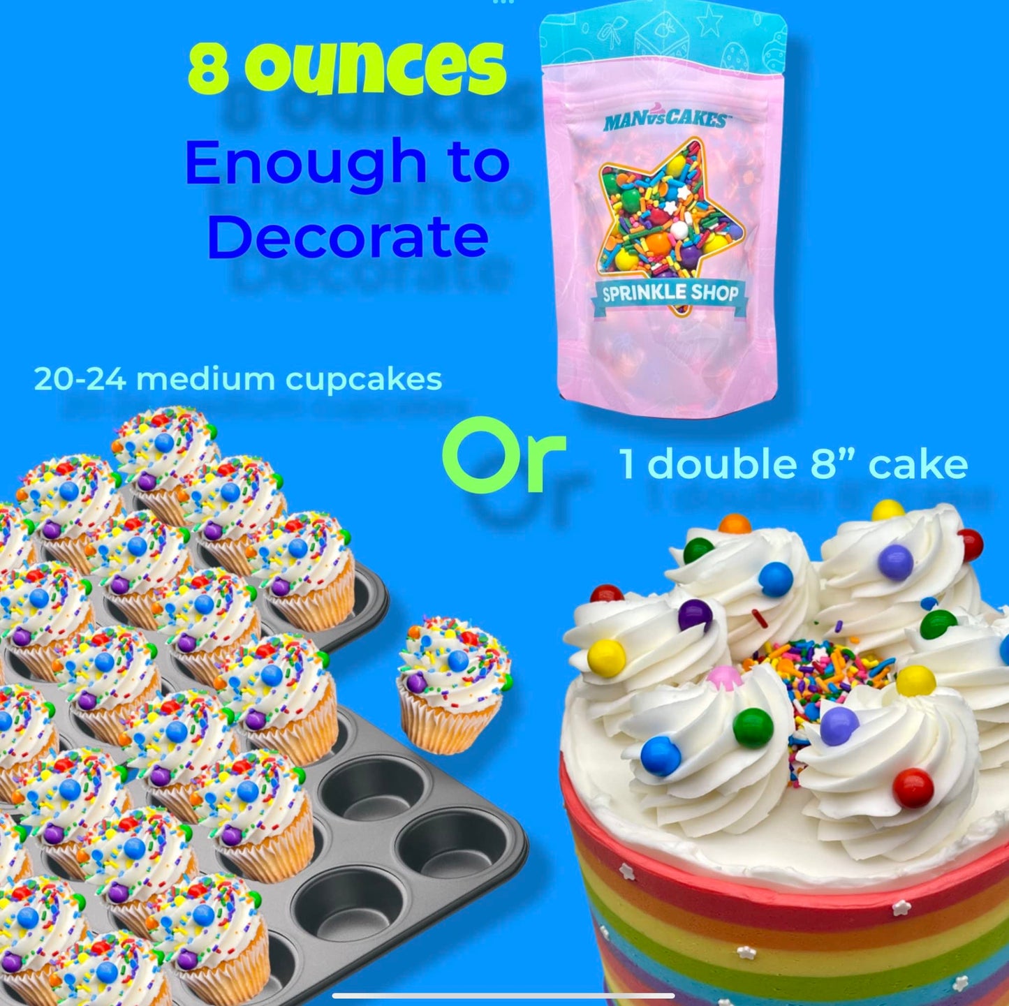 Sprinkles | 8 oz | Gold sugars | Manvscakes | Star sugar
