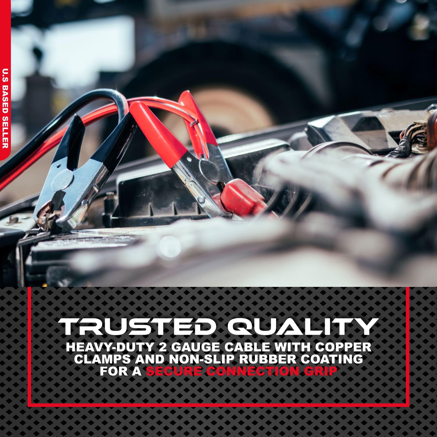 ABN Jumper Cables, 25ft Long, 2-Gauge, 600 AMP – Commercial Automotive Vehicle Booster Cables – Motorcycle Car ATV