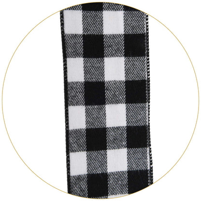 Christmas Checked Tree Topper,48x13 Inches Large Toppers Bow,Black and White Plaid Buffalo Decorative Bows for Christmas Decoration (Black and White Plaid)