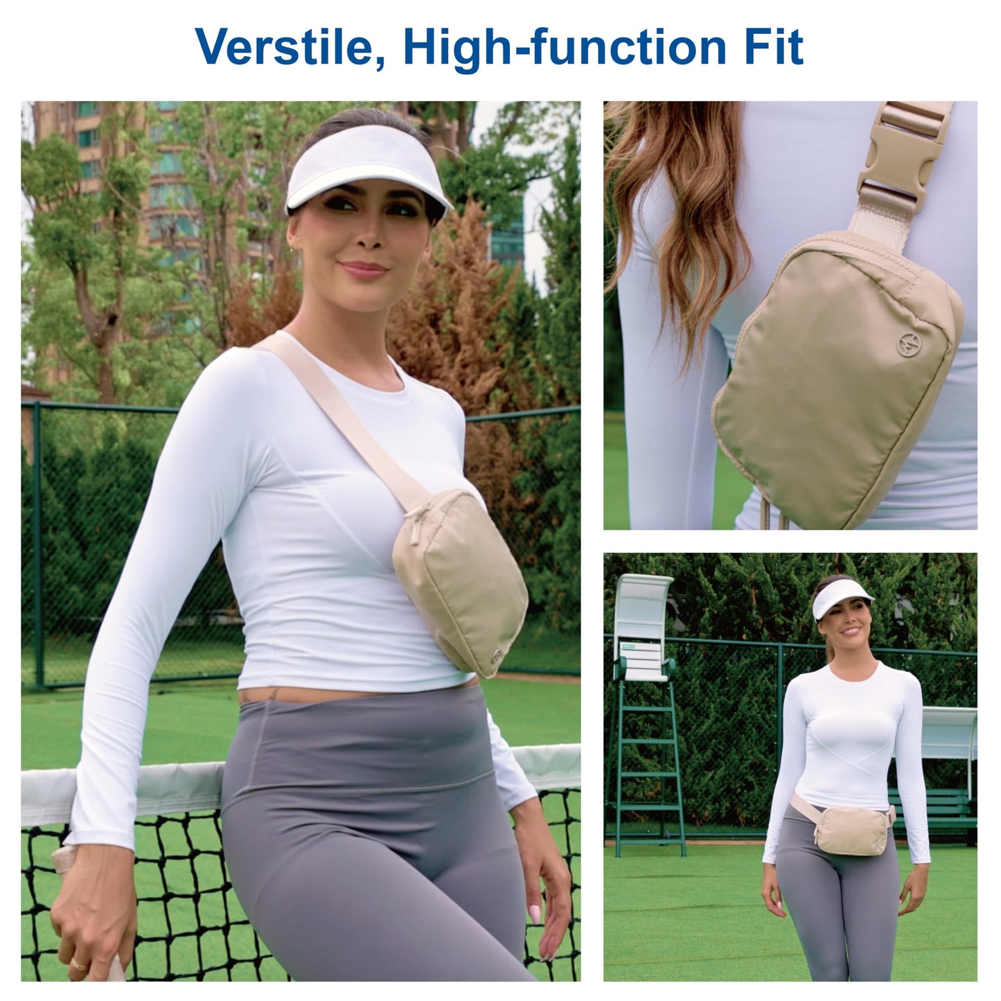 Pander Two Way Zipper Fanny Pack Nylon Everywhere Belt Bag for Women, Water Repellent Waist Packs, Crossbody Bags with Adjustable Strap.