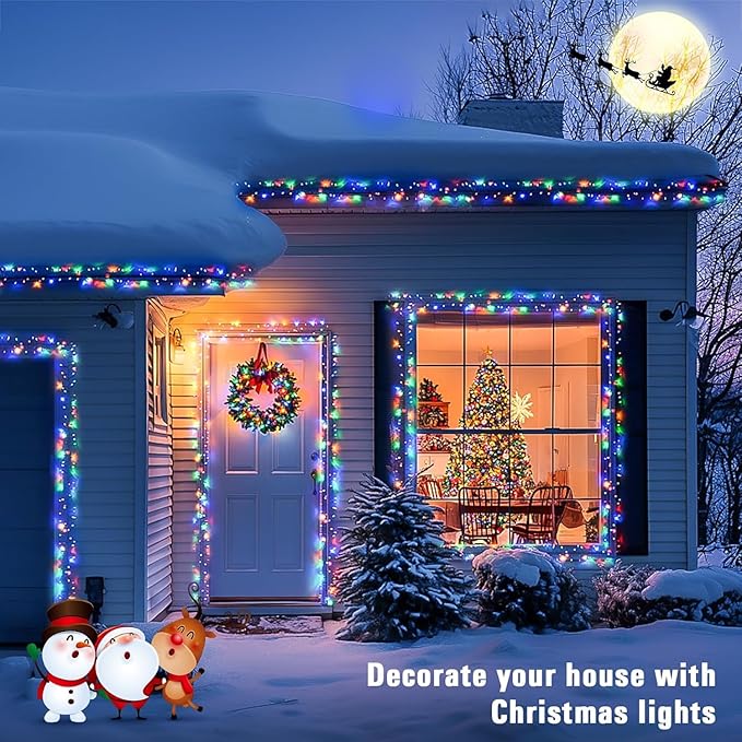 JMEXSUSS 400 LED Multicolor Cluster Lights Plug in, 20ft Christmas String Lights Outdoor Waterproof with Remote, 8 Modes Colorful Cluster Lights for Christmas Tree Wreath