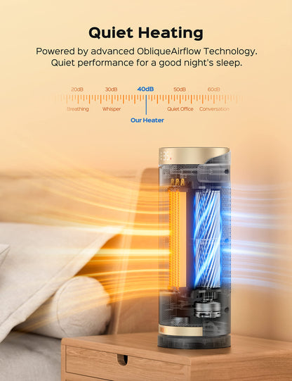 Dreo 16 Inch Electric Heater for Home, 34dB Silent Ceramic Heater, 70° Oscillation Space Heaters Energy Efficient, 3-Mode 3-Speed, Overheating & Tip-Over Protection, 12H Timer, Solaris Slim H3