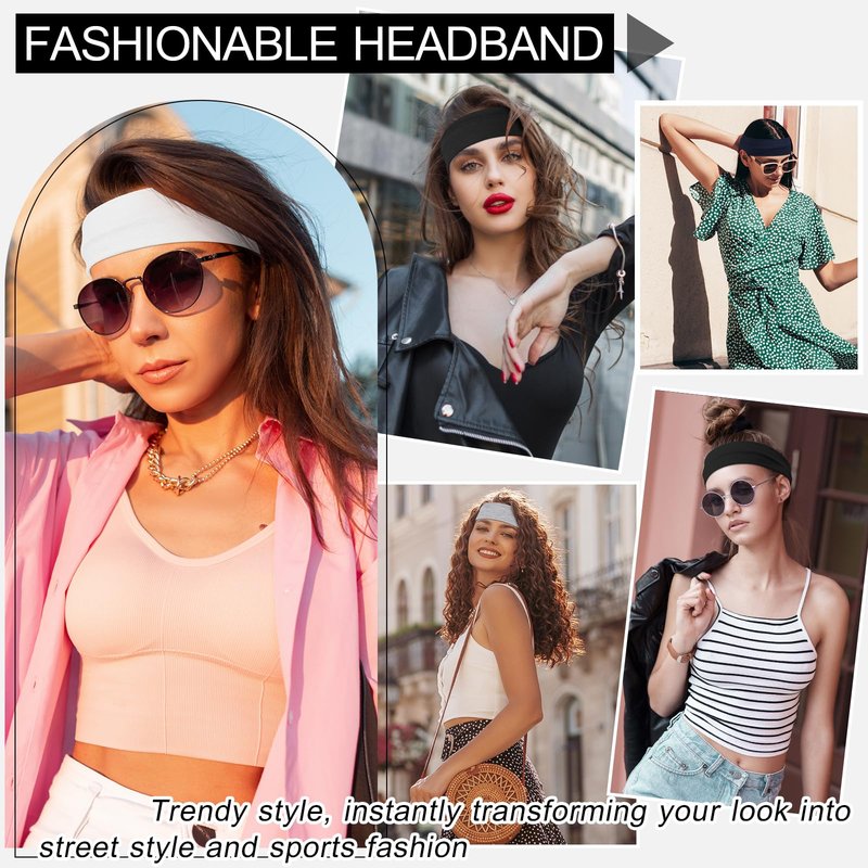 10 PCS Headbands for Women - Fashion Non Slip Headbands for Women and Men Perfect for Sports and Outdoor Activities in Summer, Including Running, Yoga, Cycling, Gym Workouts