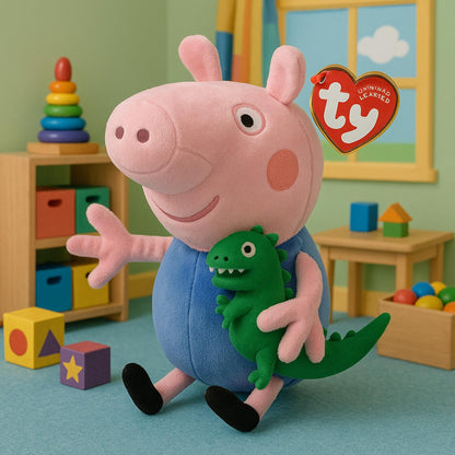 Ty Beanies George 10" | Peppa Pig Beanie Baby Soft Plush Toy | Collectible Cuddly Stuffed Teddy