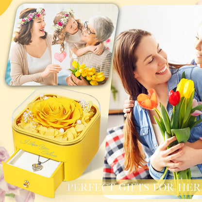 Beferr Valentines Day Gifts for Her Preserved Real Rose with Necklace Eternal Roses Forever Flowers for Delivery Prime Mothers Anniversary Birthday Gifts for Women Mom Grandma Wife Daughter Girlfriend