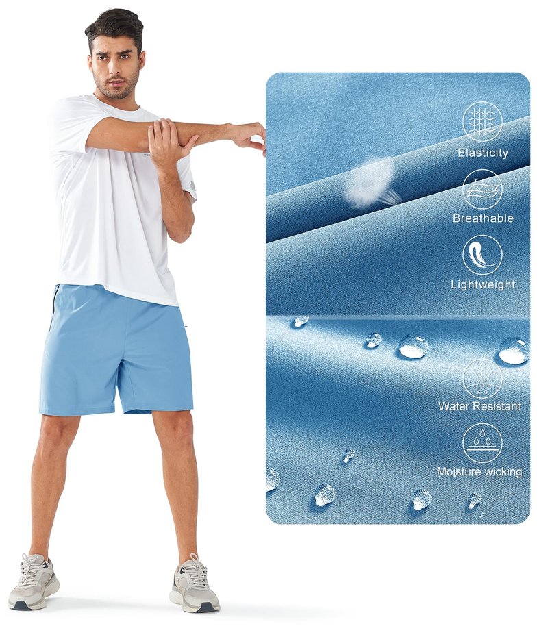 NORTHYARD Men's Athletic Running Shorts Quick Dry Workout Shorts Lightweight Sports Gym Basketball 7"/ 9"/ 5" Tennis Hiking Exercise SkyBlue-7 inches L