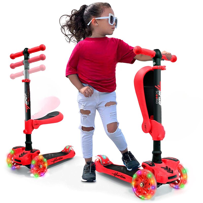 Serenelife Kids Scooter, 3 Wheel Scooter for Kids, Foldable Kick Scooter for Child & Toddlers Ages 3-12, Adjustable Height and LED Light Up Wheels