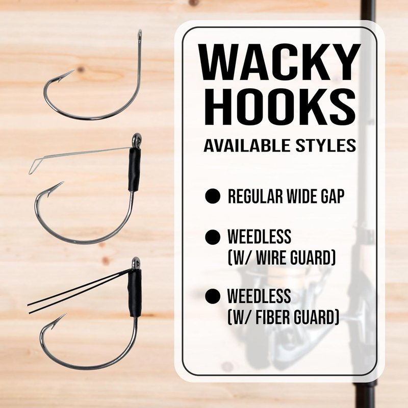 Reaction Tackle Wacky Hooks - Ultra Sharp Weedless Fishing Hooks | 25 Pack Wide Gap Neko Wacky Rig for Bass
