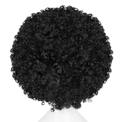 Joy Join Unisex Short Fluffy Afro Funny Wigs for Halloween,Holiday Party Clown Costume (Black)